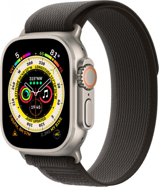 Смарт-часы Apple Watch Ultra LTE 49 мм (титановый корпус, титановый/черно-серый, нейлоновый ремешок размера M/L)