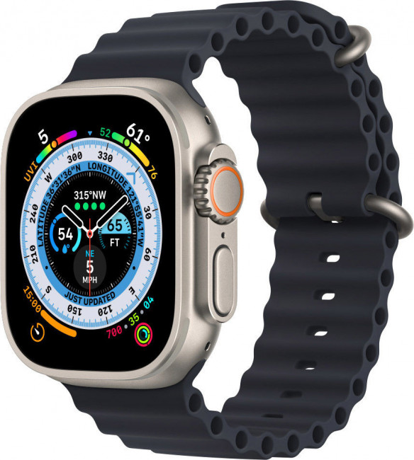 Смарт-часы Apple Watch Ultra LTE 49 мм (титановый корпус, титановый/темно-серый, ремешок из эластомера)