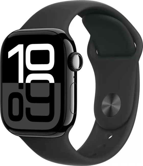 Умные часы Apple Watch Series 10 46 мм (алюминиевый корпус, черный/черный, спортивный силиконовый ремешок S/M)