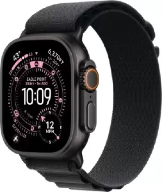 Умные часы Apple Watch Ultra 3 LTE 49 мм (титановый корпус, титановый/черный, текстильный ремешок размера M)