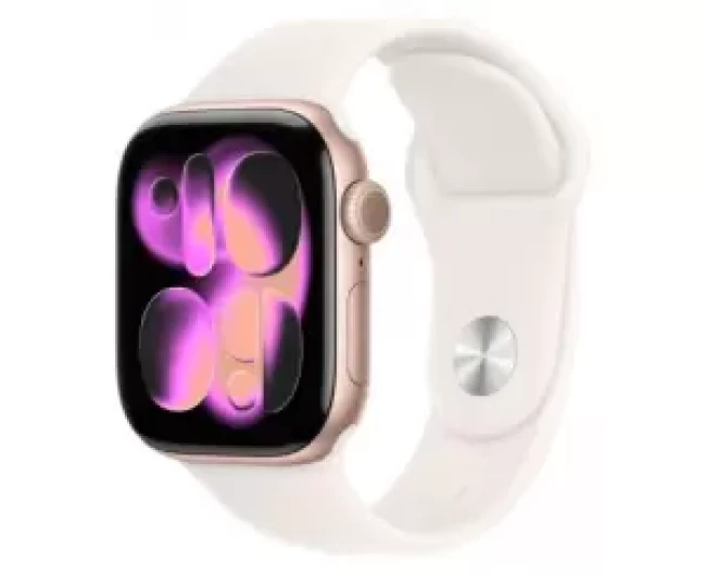 Умные часы Apple Watch Series 11 42 мм (алюминиевый корпус, розовое золото/легкие румяна, спортивный силиконовый ремешок S/M)