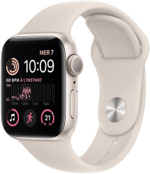 Смарт-часы Apple Watch SE 2 40 мм (алюминиевый корпус, звездный свет/звездный свет, силиконовый ремешок ) - фото