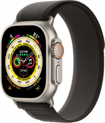 Смарт-часы Apple Watch Ultra LTE 49 мм (титановый корпус, титановый/черно-серый, нейлоновый ремешок размера M/L) - фото