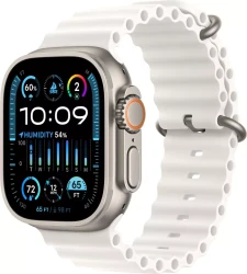 Умные часы Apple Watch Ultra 2 LTE 49 мм (титановый корпус, титановый/белый, ремешок из эластомера) - фото
