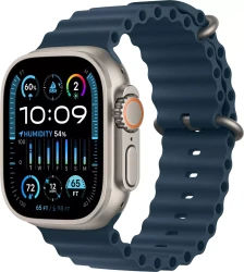 Умные часы Apple Watch Ultra 2 LTE 49 мм (титановый корпус, титановый/синий, ремешок из эластомера) - фото
