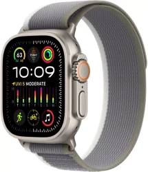 Умные часы Apple Watch Ultra 2 LTE 49 мм (титановый корпус, титановый/серо-зеленый, нейлоновый ремешок размера M/L) - фото