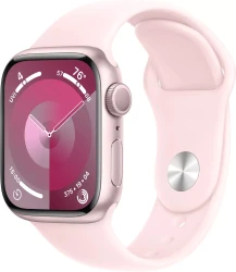Умные часы Apple Watch Series 9 41 мм (алюминиевый корпус, розовый/розовый, спортивный силиконовый ремешок S/M) - фото