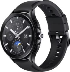 Умные часы Xiaomi Watch 2 Pro (черный, с черным силиконовым ремешком, международная версия) - фото