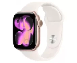 Умные часы Apple Watch Series 11 42 мм (алюминиевый корпус, розовое золото/легкие румяна, спортивный силиконовый ремешок S/M) - фото